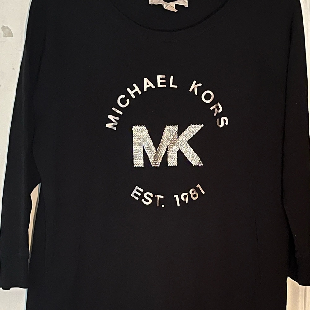 Michael Kors Black Top with Embellished Logo size medium